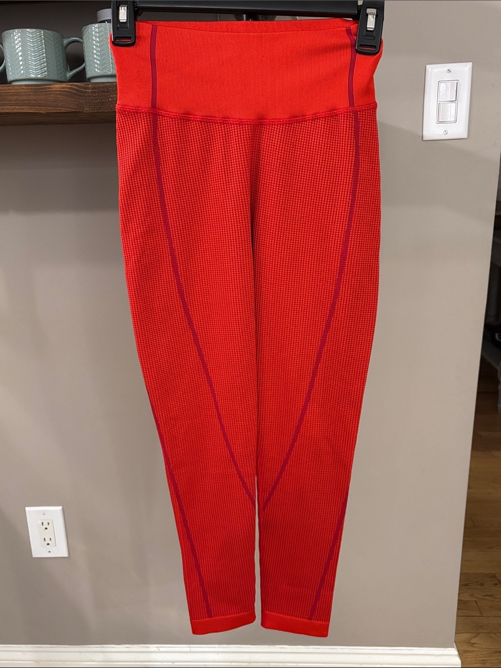 Offline by Aerie High Rise 7/8 Textured Leggings Red Orange Size Small